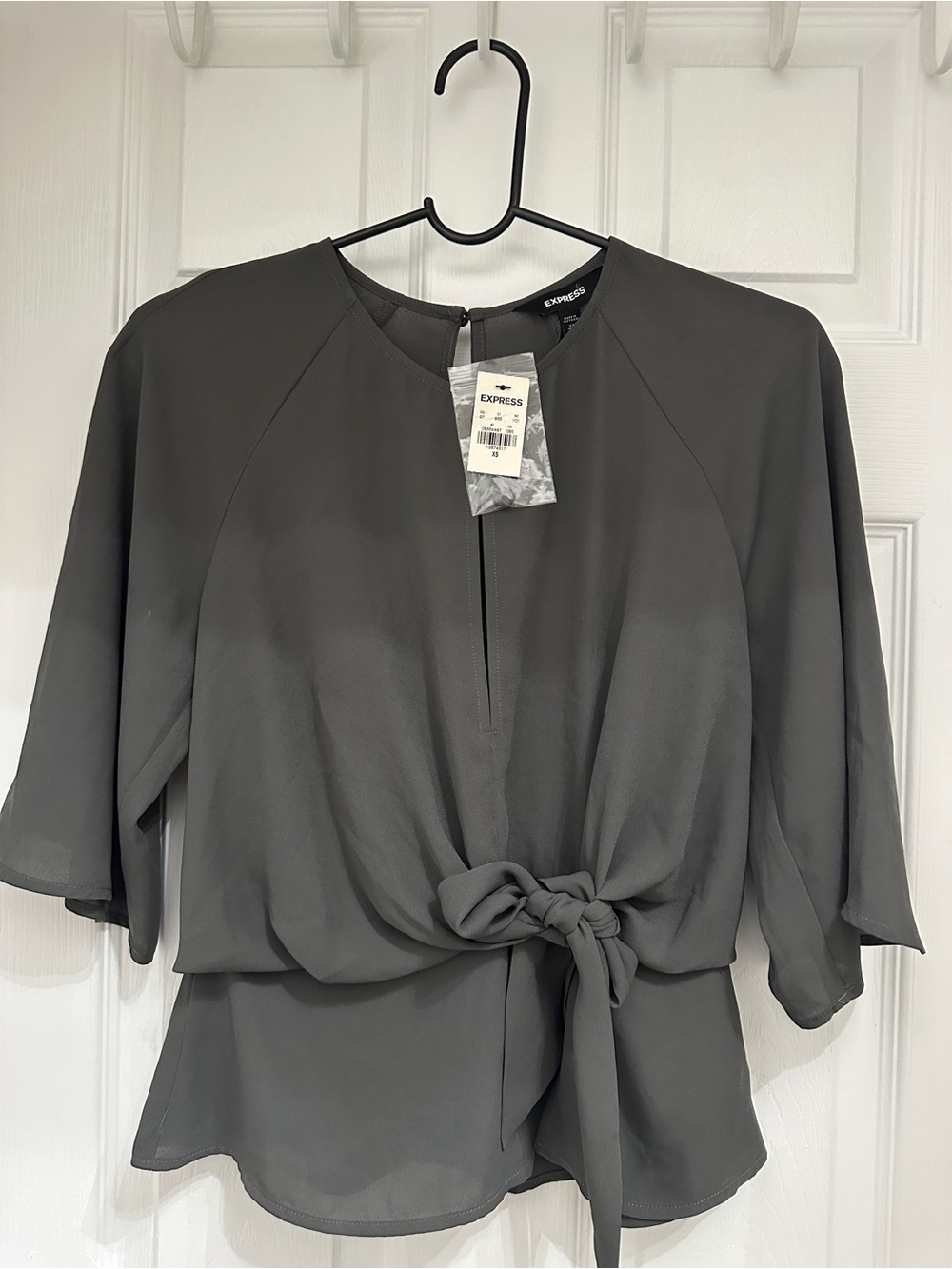 Express Olive Gray Keyhole Neck Blouse